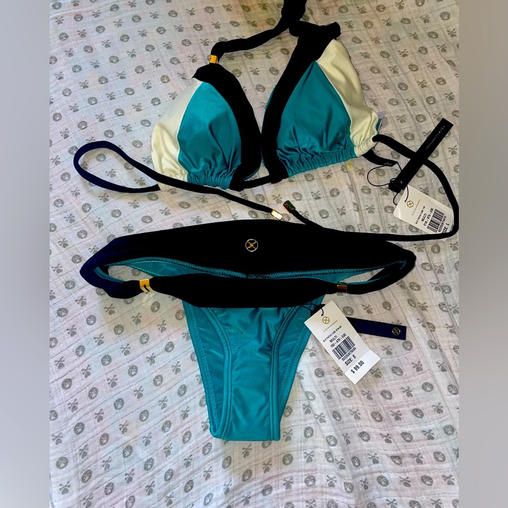 VIX solid patch Bia Tube Top size L (6-8)  and bottom Large both NWT